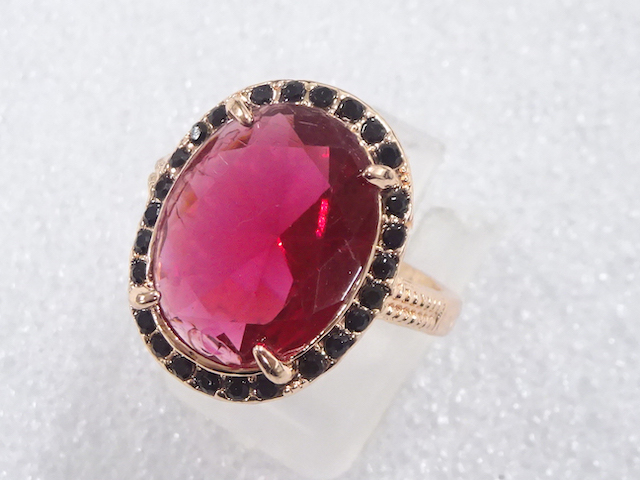 JAPANESE KIMONO / ANTIQUE COLORED STONE RING (SIZE 16)